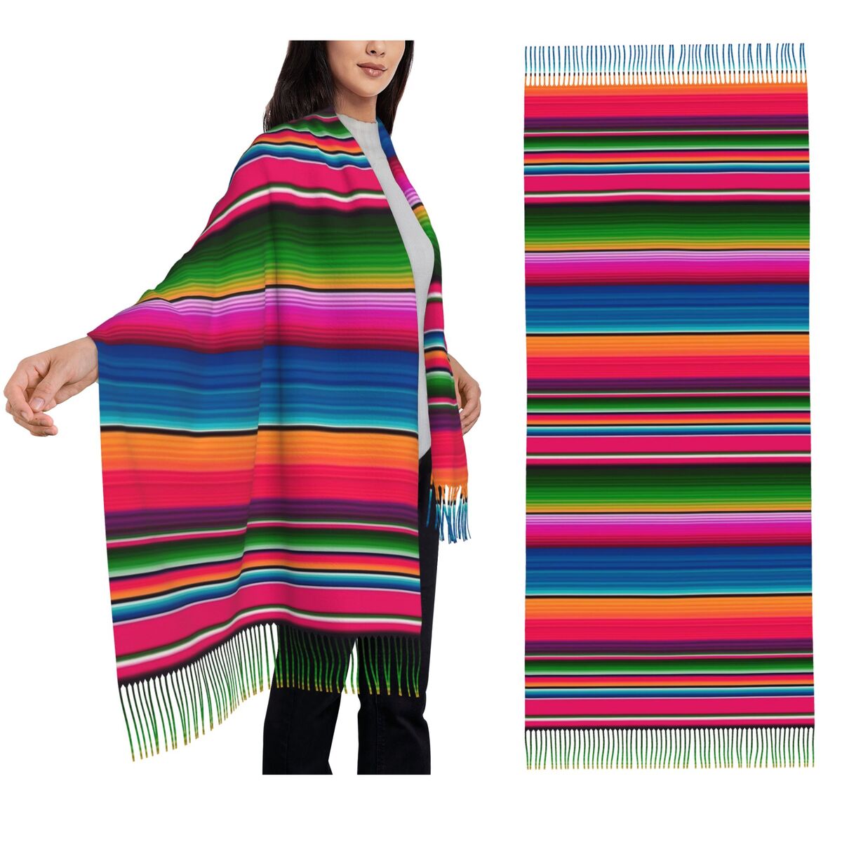 Mexican Blanket Striped Fiesta - Woven Scarf Blanket ulasan dan harga