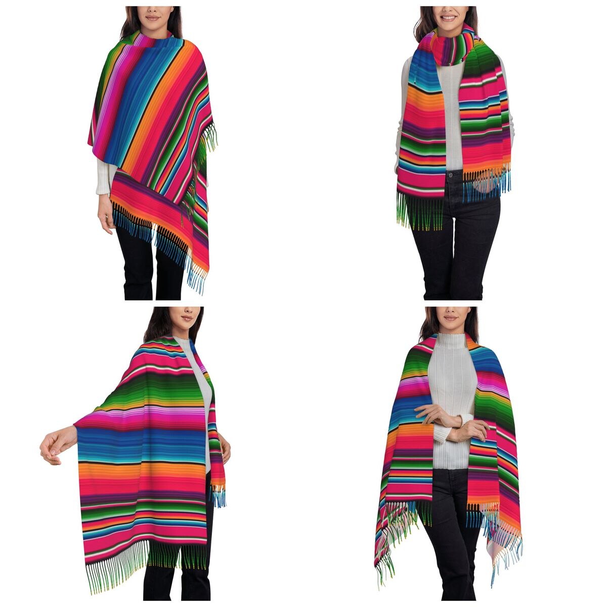 Mexican Blanket Striped Fiesta - Woven Scarf Blanket ulasan dan harga