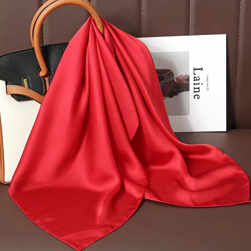 Luxury Solid Color Silk Square - Silk Neck Scarf ulasan dan harga