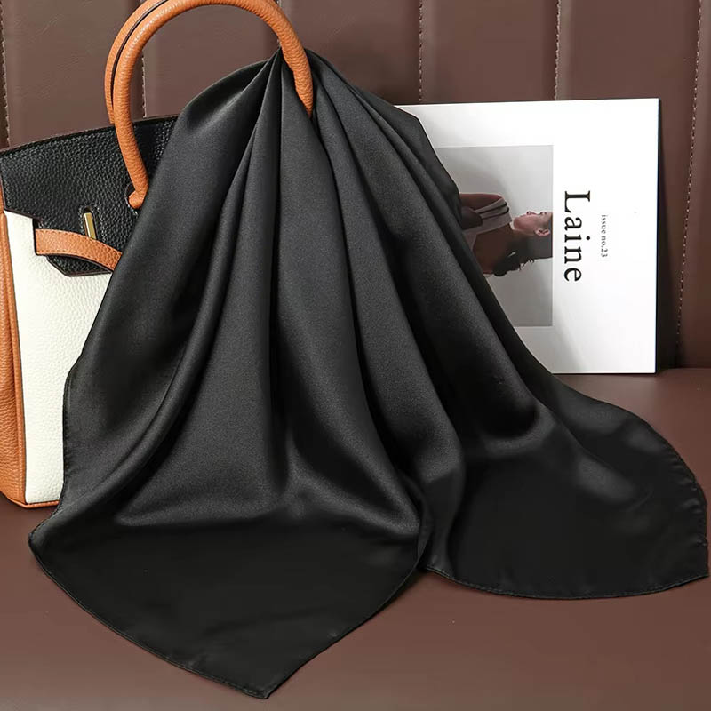 Luxury Solid Color Silk Square - Silk Neck Scarf ulasan dan harga