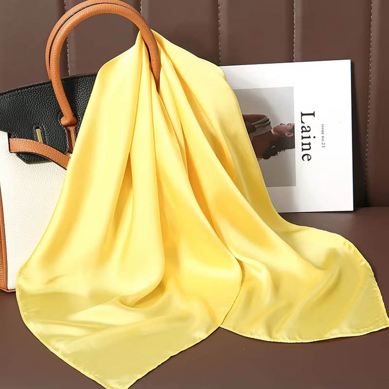Luxury Solid Color Silk Square - Silk Neck Scarf ulasan dan harga