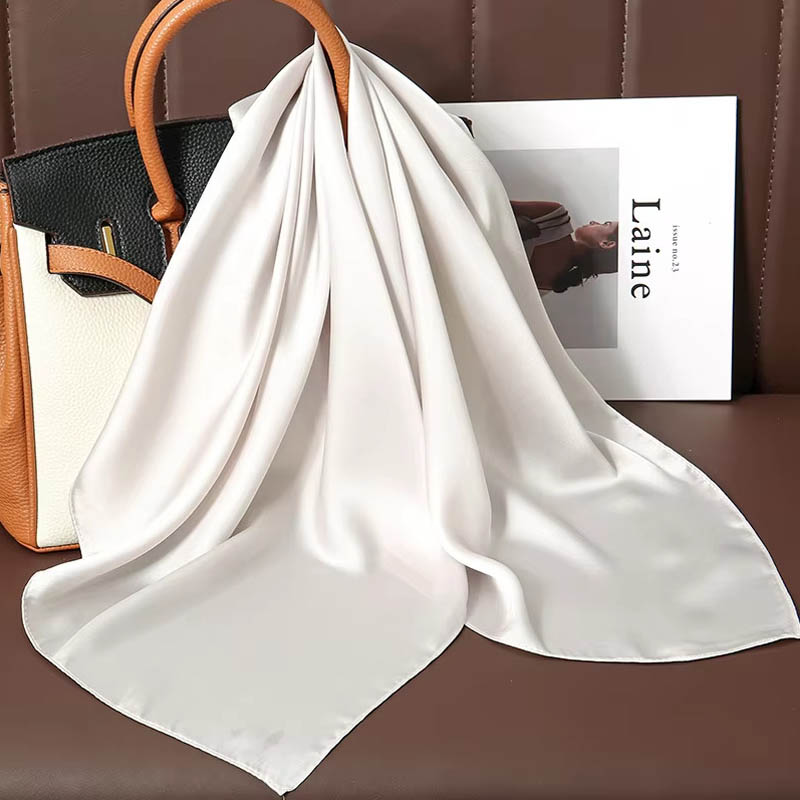 Luxury Solid Color Silk Square - Silk Neck Scarf ulasan dan harga