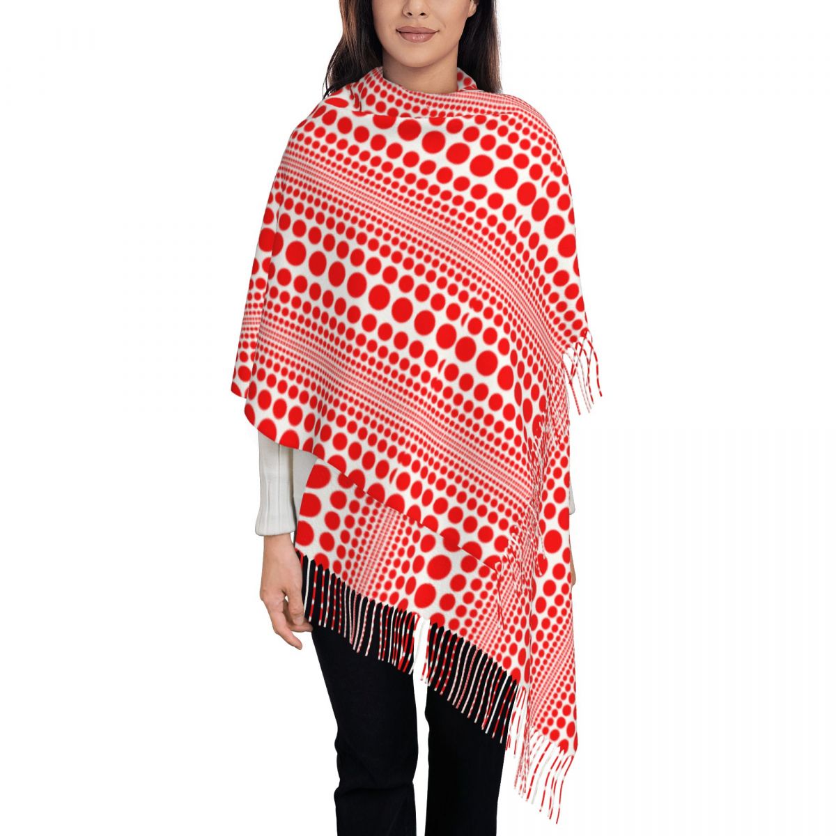 Red Infinity Polka Dots Scarf  - Infinity Scarf Knit ulasan dan harga