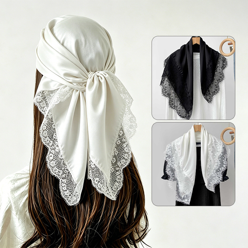 70x70cm Square Scarf Women Lac - Head Wrap Turban ulasan dan harga